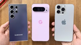 Pixel 9 Pro XL vs iPhone 15 Pro Max vs Samsung S24 Ultra [upl. by Ardnasac]