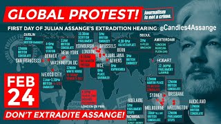 GLOBAL PROTEST FREE ASSANGE MON 24 FEB 2020  Candles4Assangecom [upl. by Ynohtnaleahcim337]