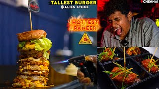 Tallest Burger in Chennai  Hottest Devils Paneer at Alien Stone  Irfans View [upl. by Vitus]