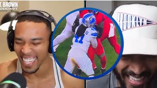 🤣 Lions AmonRa St Brown Laughing Uncontrollably over teammate James Houston Alleged Accident [upl. by Ardiekal]