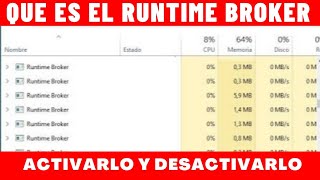 QUE ES EL RUNTIME BROKER  COMO ACTIVARLO Y DESACTIVARLO [upl. by Bergin]