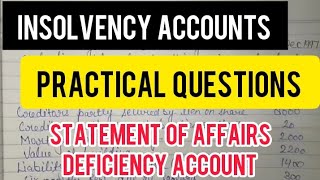 Insolvency Account BCom 1st year  Practical Questions Statement Of Affairs amp Deficiency Account [upl. by Eseerehc893]