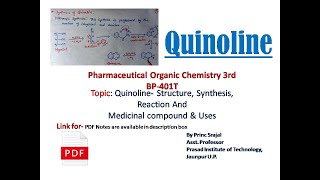 Quinoline Structure Synthesis Reaction amp Medicinal compound  Explained step by step [upl. by Clarissa]