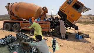 Emergency Engine Rebuild of Concrete Mixer Truck Stuck in Desert [upl. by Nirahs]