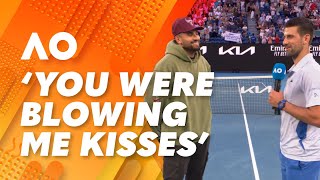 The Nick Kyrgios and Novak Djokovic bromance is blossoming 2024 Australian Open  WWOS [upl. by Salangia]