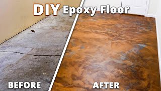 DIY Epoxy Flooring Over Cracked Concrete Start to Finish  Stone Coat Epoxy [upl. by Milka57]