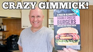 NEW 2 PIGS IN BLANKETS DOUBLE CHEESE BURGERS REVIEW [upl. by Abekam]