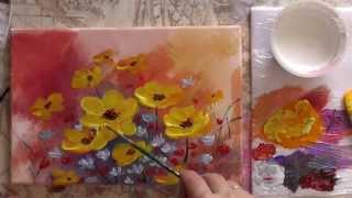 Рисуем акрилом цветы Спонтанный букет Draw acrylic flowers [upl. by Aicat444]