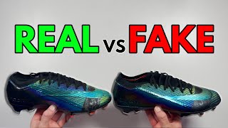 REAL VS FAKE NIKE MERCURIAL VAPOR 16 COSMIC SPEED FOOTBALL BOOT COMPARISON CLEATS [upl. by Atilrak]