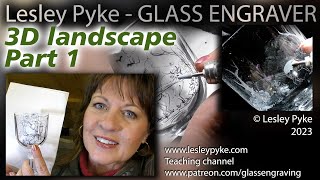 Glass engraving for beginners  3D landscape with muntjac part 1 [upl. by Yentyrb457]