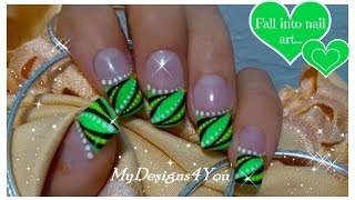 Abstract Nail Art Design  Green French Tip Nails ♥ Абстрактный Френч Дизайн Ногтей [upl. by Acirat]