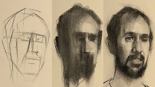 How To Draw A Charcoal Portrait From Life [upl. by Anelrats]