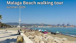 Malaga City Beach and Promenade Spain Sizzling Summer 2024 August Update Playa 4k … [upl. by Ierbua70]