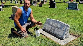 Cleaning a Headstone With D2 Biological Solution [upl. by Airtina]