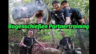 Bogenschießen Partnertraining auf dem 3D Parcours Highlights und Extremschüsse Bogensport Extrem [upl. by Zorana]