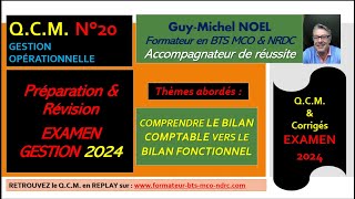 QCM 20  Révision Examen GESTION  BTS MCO amp NDRC  le bilan comptable amp le bilan fonctionnel [upl. by Sadoc782]