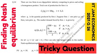 Nash equilibrium in Bertrand Duopoly with integer prices IIT JAM ECONOMICS [upl. by Sacrod]