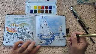 Watercolor in my Hahnemuhle gray tone sketch book [upl. by Derzon]