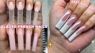 GLAZED FRENCH POLYGEL NAILS✨ BEGINNER FRIENDLY POLYGEL APPLICATION amp EASY NAIL ART  Nail Tutorial [upl. by Singband676]