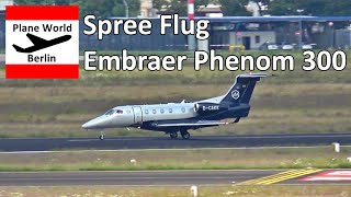 Spree Flug Embraer Phenom 300 DCAKE landing at Berlin Brandenburg Airport [upl. by Etiam59]