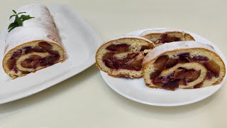 БИСКВИТНЫЙ РУЛЕТ СО СЛИВАМИ  sponge roll with plums [upl. by Law]