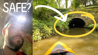 LONG Dark Tunnels by Marple Aqueduct  Peak Forest Canal  Kayaking [upl. by Annodahs]