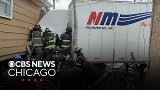 Truck crashes into abandoned house in Harvey [upl. by Ecnarrat]