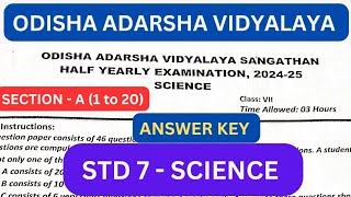 OAVS STD 7 Half Yearly science question paper 2024Odisha Adarsha VidyalayaOAVS science STD 7 [upl. by Phippen]