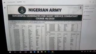 Nigerian Army Names Of Shortlisted Candidates For DSSC 25 And SSC 46 2020 Training [upl. by Niggem891]