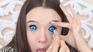 Putting In 4 HUGE Sclera Color Contacts For The First Time Tips for you too  Fiona Frills [upl. by Anibor]