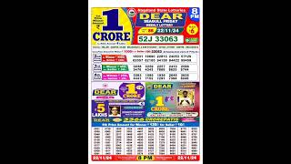 Nagaland lottery result today 8pm 22112024  morning Nagaland State Lottery Result Pdf [upl. by Harihs]