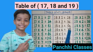 Learn table of 17 18 and 19  17 ka table  18 ka table  19 ka table  table of 19  table of 18 [upl. by Cathey]