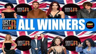 BRIT AWARDS 2024  ALL WINNERS  BRITS BRITAwards2024 BRITS2024  ChartExpress [upl. by Hamilah]