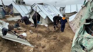 We were drenched Gazans brace for a wet winter in displacement camps [upl. by Fianna502]