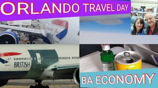 OLANDO TRAVEL DAY BA GATWICK TO ORLANDO BOEING 777 ECONOMY  FEB 2024 [upl. by Nimra788]