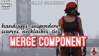 PATCHED GTA5  Female Merge Components Merge Handcuffs Scarves Red Suspenders ON FEMALE [upl. by Inig]