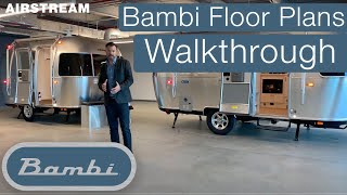 Airstream Bambi Floor Plans Walkthrough and Comparison 16RB 19CB 20FB 22FB [upl. by Anipsed]