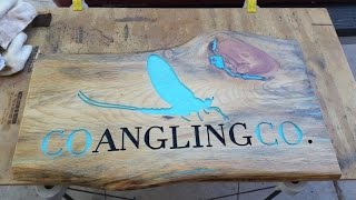 Carved Wood Sign with Turquoise Inlay [upl. by Haukom642]