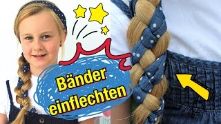 BänderTücher einflechten💗 2 Varianten💗einfache Flechtfrisuren ♥Mavie Noelle Family [upl. by Vasilek]