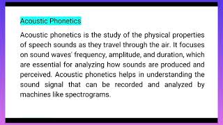 what is Acoustic Phonetics Types of Phonetics Phonetics [upl. by Koser230]