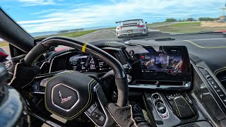 C8 CORVETTE Z06 BATTLES PORSCHE GT3 RS ON TRACK [upl. by Herbst]