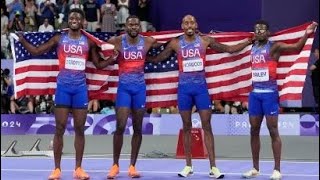 US men set Olympic record women set American record to sweep 4x400 relays [upl. by Aeel]