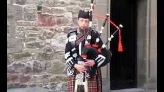 Scottish Piper Playing Bagpipes Music On History Visit To Edinburgh Scotland [upl. by Bikales]