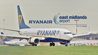 Ryanair 737 Crosswind Landing at East Midlands Airport [upl. by Thoma885]