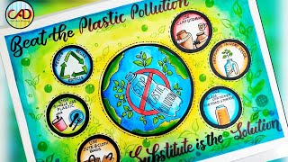 Beat Plastic Pollution Drawing stop plastic poster chart project ban plastic  Environment Drawing [upl. by Om]