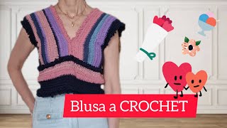 BLUSA CROCHET DE VERANO TUTORIAL PASO A PASO blusadecroche topcrochet modacrochet anitawn [upl. by Galateah]