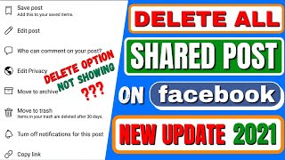 How To Delete All Facebook Shared Post 2021 [upl. by Borszcz]