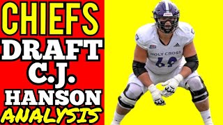 KANSAS CITY CHIEFS DRAFT CJ HANSON OL HOLY CROSS Reaction and Analysis Chiefs News Today [upl. by Ilrebmik297]