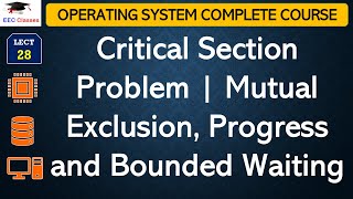 L28 Critical Section Problem  Mutual Exclusion Progress and Bounded Waiting  Operating System [upl. by Yttel227]