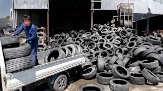 Old Tires and Scrap Metal Recycling Factories Recycling Process in Korean Factory [upl. by Fisk]